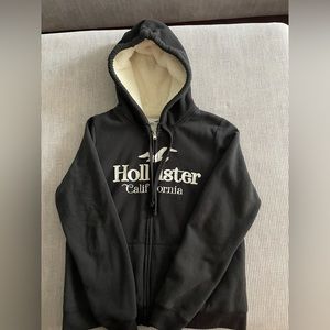 Hollister faux fur lined zip hoodie